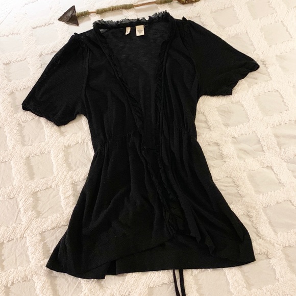 Anthropologie Tops - Anthropologie Black Short Sleeve Cardigan